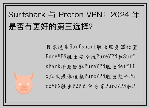 Surfshark 与 Proton VPN：2024 年是否有更好的第三选择？